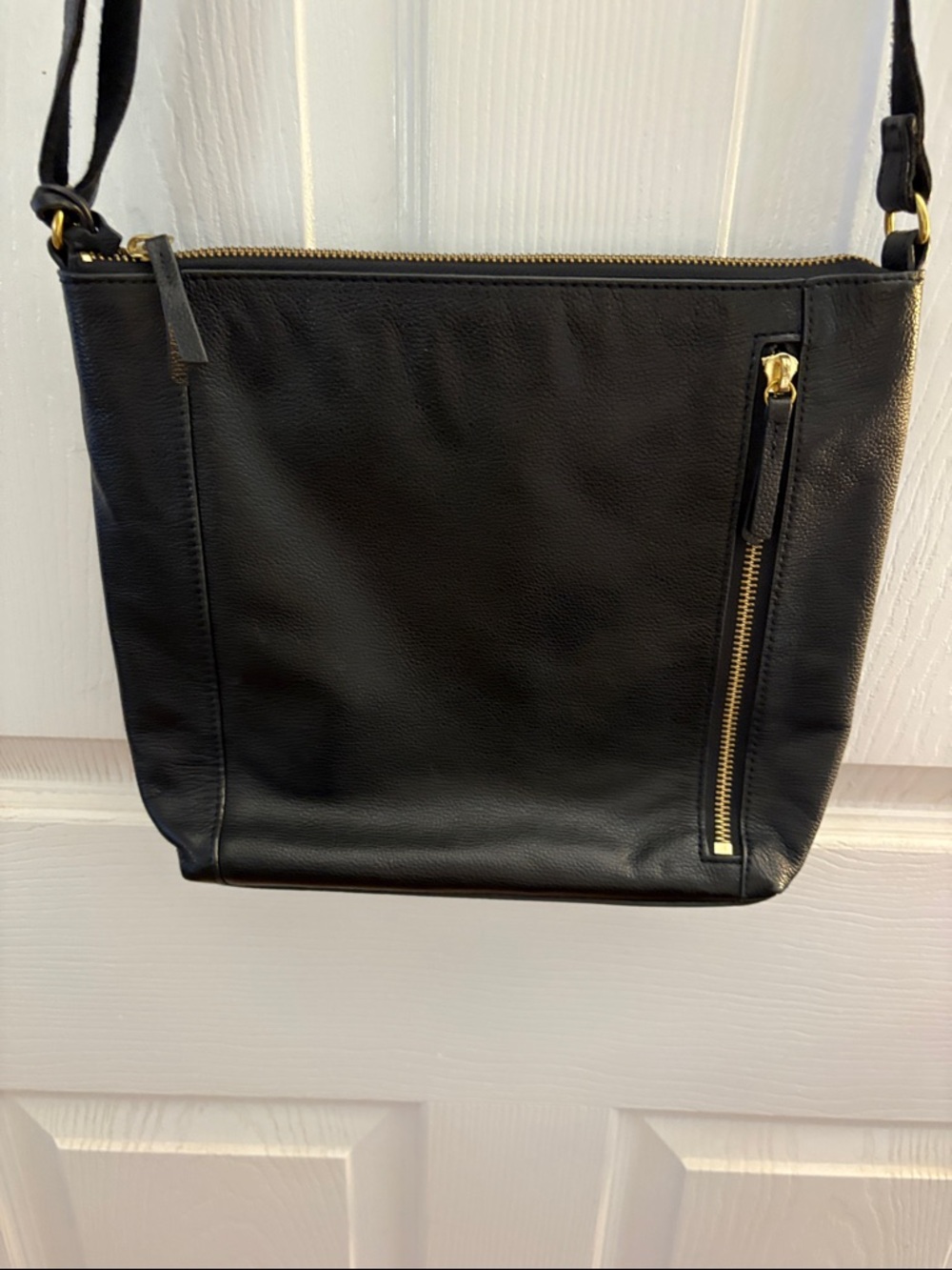 Fossil Black Leather Crossbody with Gold-Tone Hardware - Picture 2 of 5
